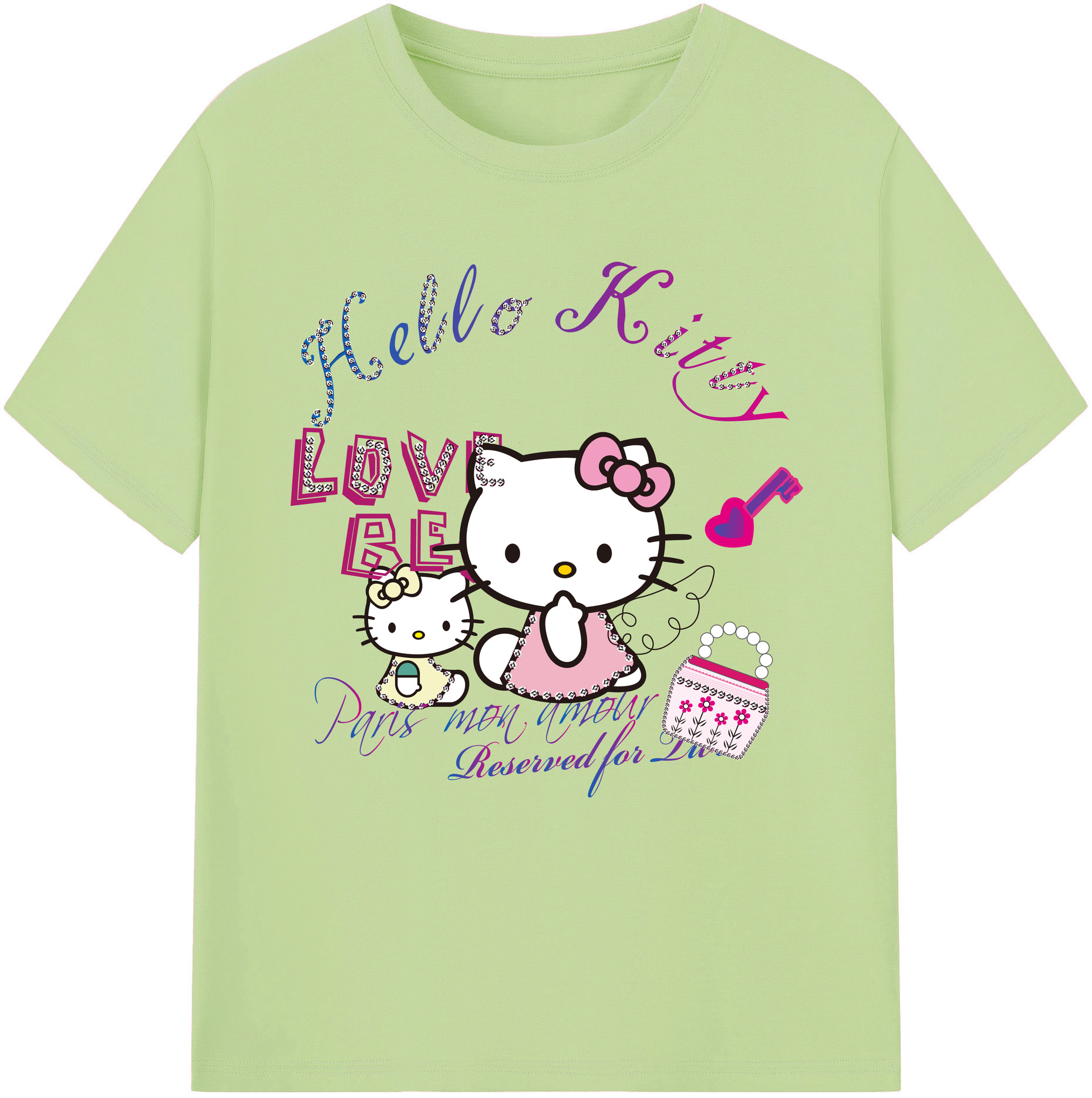 （画像用） Hello Kitty ハローキティ 綿100％半袖Tシャツ（フロントプリント）